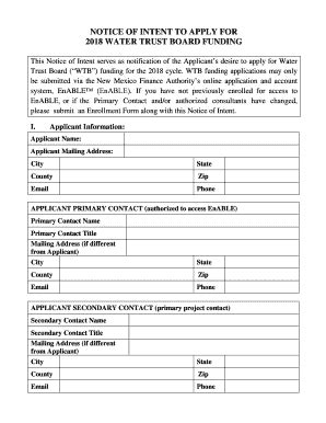 Fillable Online Notice Of Intent To Apply For Fax Email Print Pdffiller