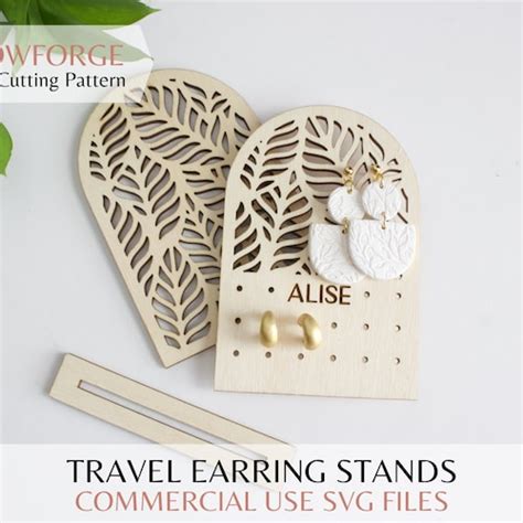 Leaf Arch Earring Stand Svg Laser Cut File For Glowforge Stud Etsy