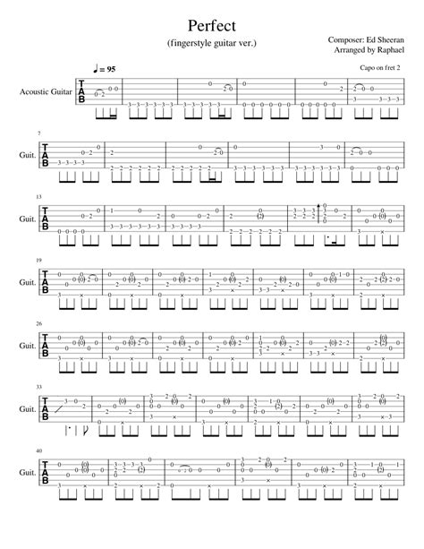 Perfect Fingerstyle Guitar Arrangement Sheet Music For Guitar Solo