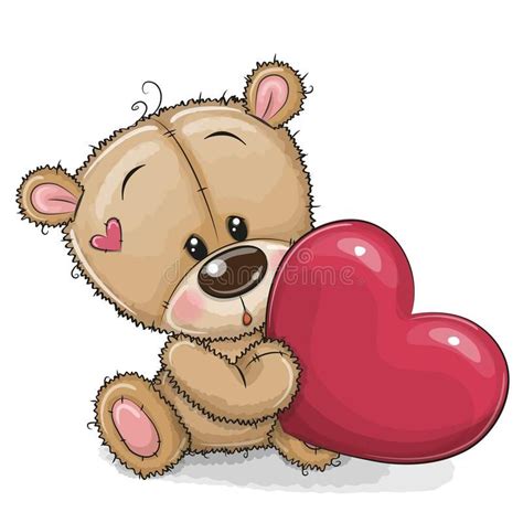 Cute Teddy Bear with heart. Cute Cartoon Teddy Bear with heart isolated on a white background ...