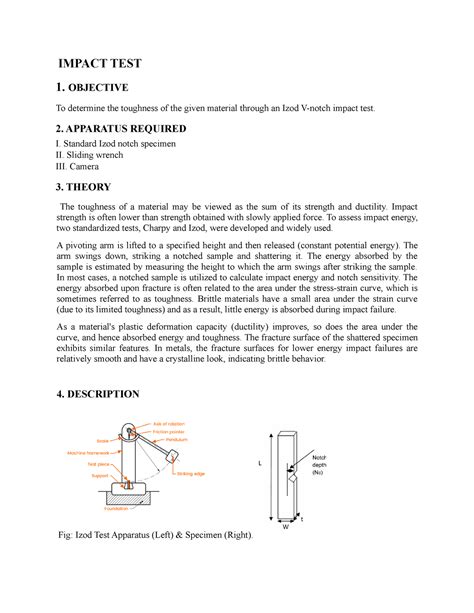 Impact Test Using Izod Impact Test 1 Objective To Determine The