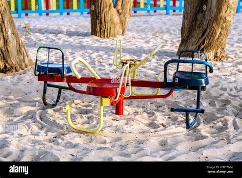 A Colorful Children Playground On Park Stock Photo Alamy