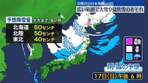 あす17日、日本海側の広い範囲で大雪や猛吹雪の恐れ交通障害に警戒を（2023年12月16日掲載）｜日テレnews Nnn