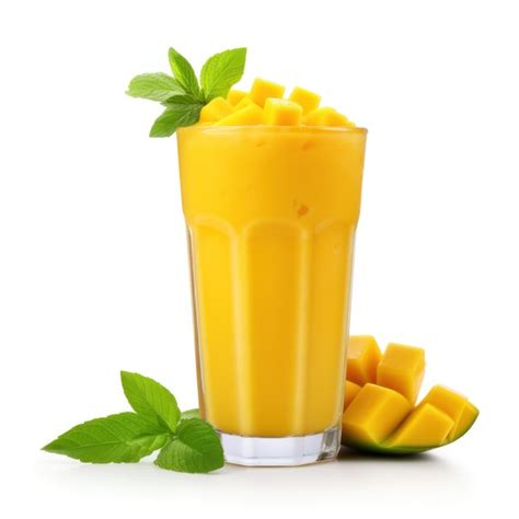 Premium Photo Glass Of Mango Smoothie Isolated