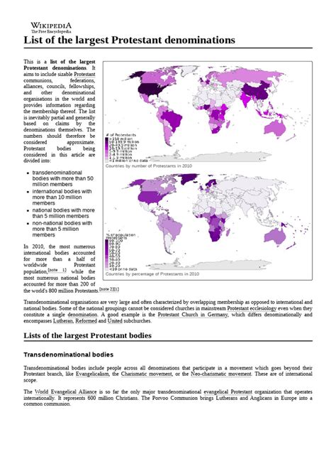 List of The Largest Protestant Denominations | PDF | Protestantism | Christian Church