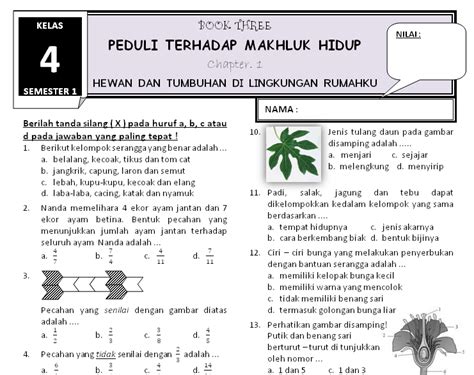 Soal Kelas 3 Tema 1 Subtema 4 Pertumbuhan Dan Perkembangan Tumbuhan K Riset