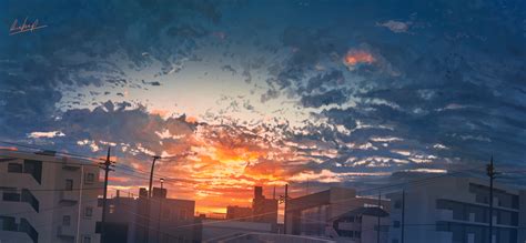 Anime Sunset Splendor Hd Wallpaper By Banishment