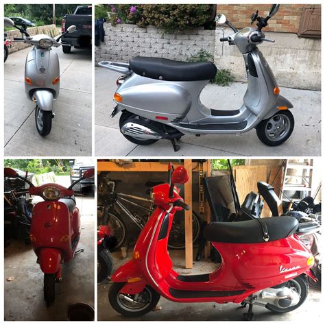 Silver 2001 Et4 150 Red 2003 Et4 150 Vespa Motorcycle Scooter