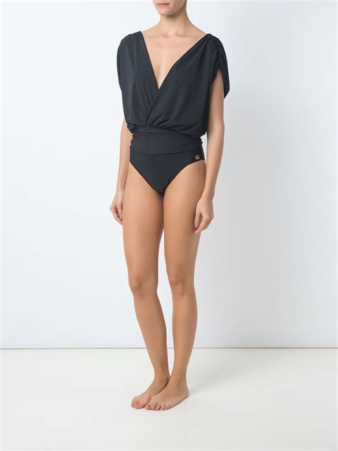 Brigitte Deep V Neck Swimsuit Black Farfetch