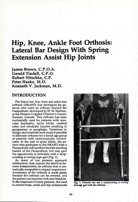 PDF Hip Knee Ankle Foot Orthosis Lateral Bar Design With