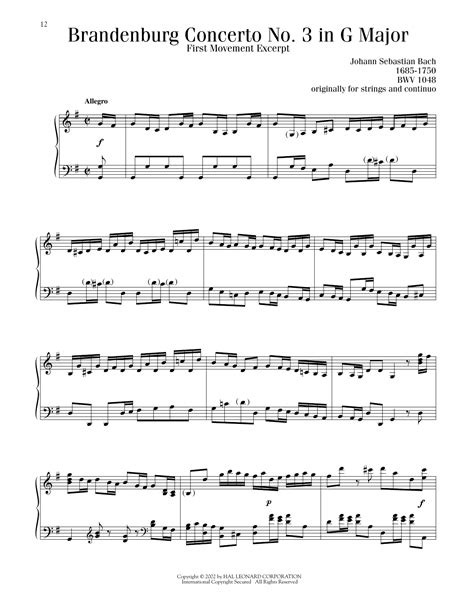 Brandenburg Concerto No By Johann Sebastian Bach Sheet Music For