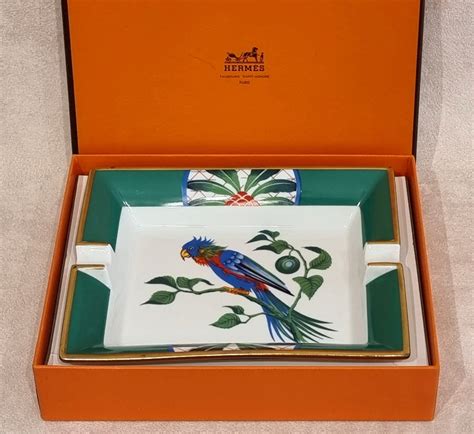 Proantic Hermès Cendrier Vide Poches Perroquet Porcelaine Polychrome