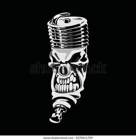 Skullshaped Engine Spark Plug Illustration Stock Vector Royalty Free