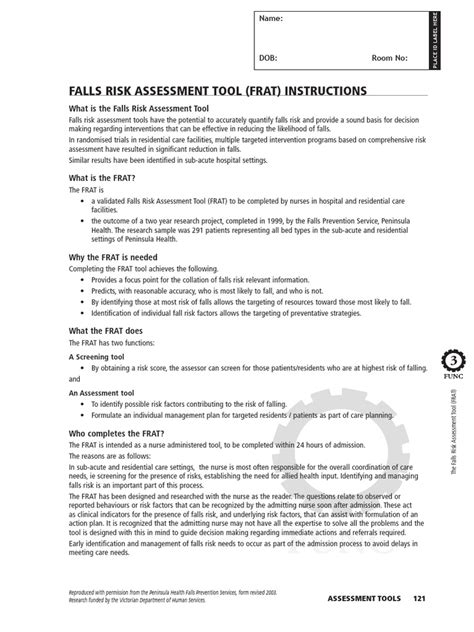 Falls Risk Assessment Tool Frat Pdf