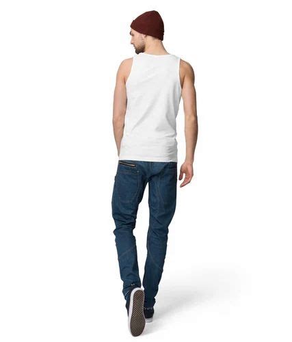 American Elm Men S White Round Neck New York Printed Vest At Rs