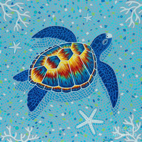 Mosaic Sea Turtle Painting By Danielle Perry