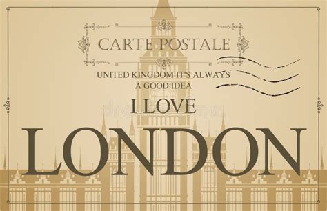 Vector Vintage Postcard With Words I Love London Stock Vector