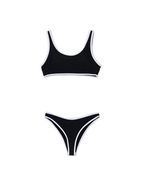 Czarno białe bikini CROPP 2473Z 99X