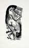 Estonia Richard Kaljo Vintage Ex Libris Bookplate Nude Woman With