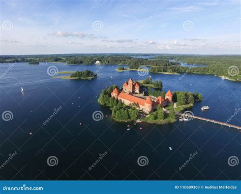 Trakai Island Castle in Trakai, Lithuania. Aerial View. Stock Image ...