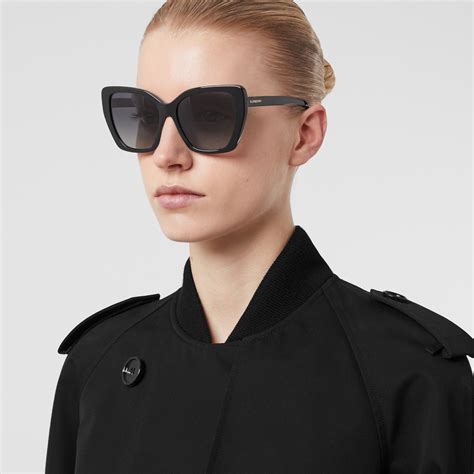 Check Cat-eye Frame Sunglasses in Black - Women | Burberry® Official