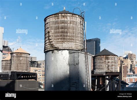 New York City water towers skyline Stock Photo - Alamy