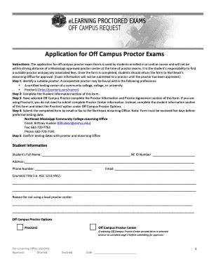 Fillable Online Nemcc BApplicationb For Off Campus Proctor Exams