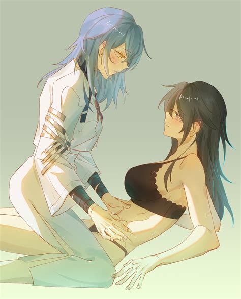 Rule 34 2girls Age Difference Blue Hair Blush Bra Colored Dark Hair