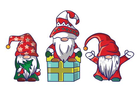 ensemble de joyeux noël gnomes mignons costume de père noël dessin