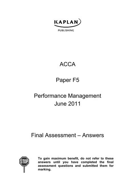 PDF ACCA F5 Final Assessment Ans J11 With Marks DOKUMEN TIPS