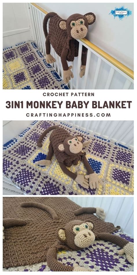 In Monkey Baby Blanket It Folds Into A Toy Lovey Pattern Baby