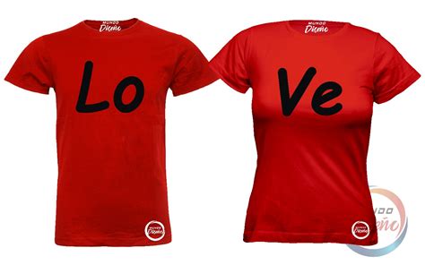 Poleras Manga Corta Para Parejas Pololos Estampado Love Mundo Diseño