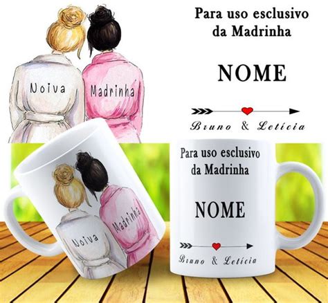 Canecas Personalizadas Madrinha E Padrinho De Casamento Elo