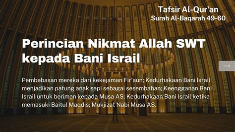 Perincian Nikmat Allah Swt Kepada Bani Israil Dan Kedurhakaan Mereka Dan Mukjizat Nabi Musa As