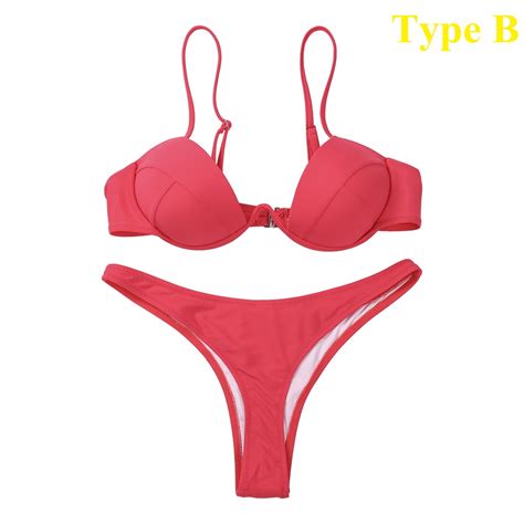 Jual Drop Shipping Sexy Push Up Unpadded Brazilian Bikini Set Women 4