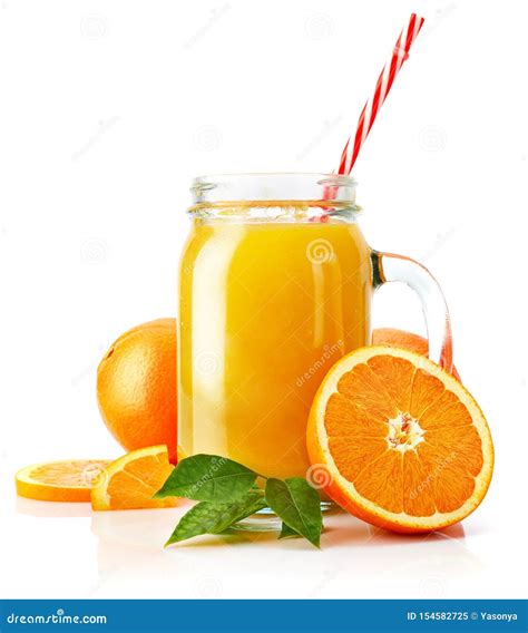 Fresh Orange Juice With Fruit And Green Stock Image Image Of Cuted