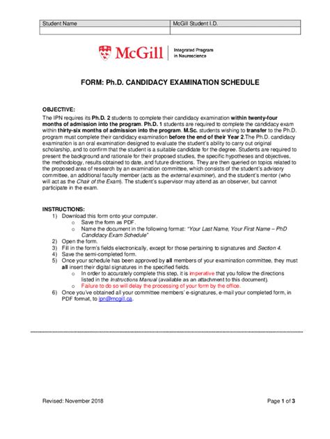 Fillable Online Form Phd Candidacy Examination Schedule Fax Email Print Pdffiller