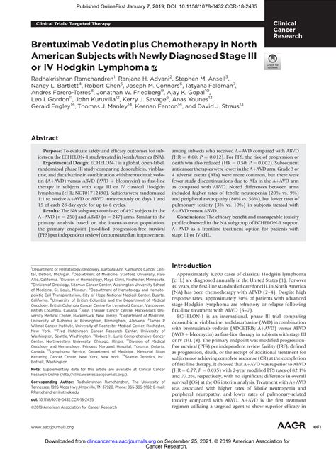 Brentuximab Vedotin Plus Chemotherapy In North American Subjects With