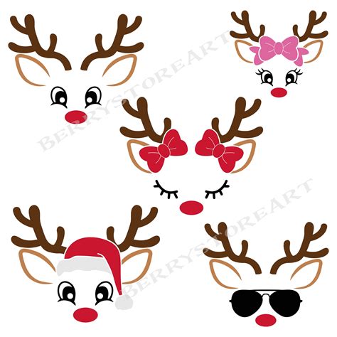 Christmas Reindeer Faces Svg Bundle Reindeer Frame Svg Merry Christmas