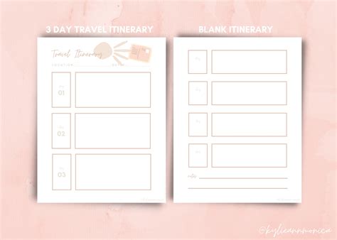 Printable 3 Day Travel Planner Itinerary Digital Download Trip Planner