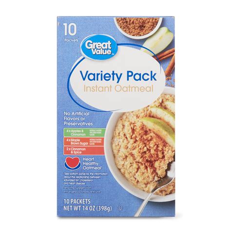 Great Value Instant Oatmeal Variety Pack 137 Oz 10 Packets