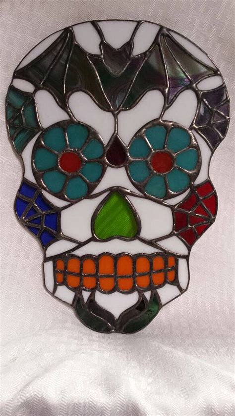 Stained Glass Sugar Skull Glass Art By Sarah Segovia Day Etsy