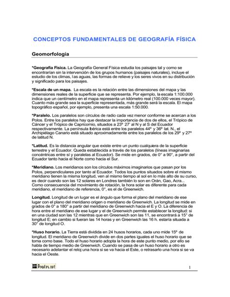 Conceptos Fundamentales De GeografÍa FÍsica