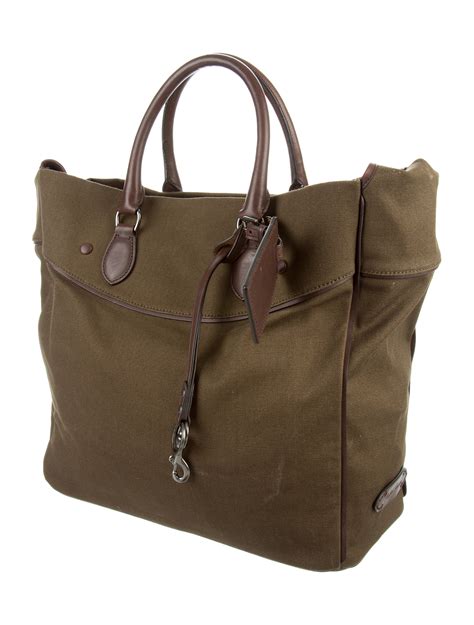 Ralph Lauren Leather Trimmed Canvas Tote Bags Wyg22595 The Realreal