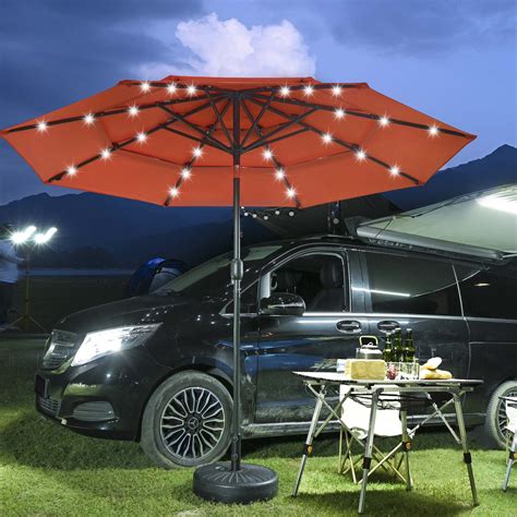 Yescom Ft Solar Tier Patio Umbrella With Led Lights Aluminum