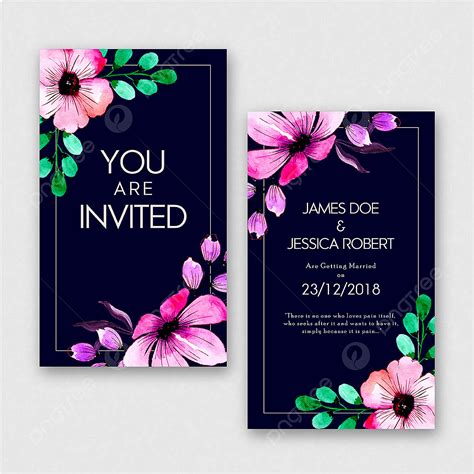 Floral Wedding Invites Vector Art Png Watercolor Floral Wedding