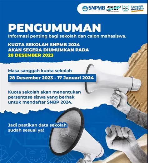 Tahapan SNBP 2024 Dimulai Pengumuman Kuota Sekolah Dilaksanakan Hari