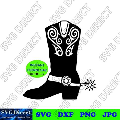 Cowboy With Spur Boot Svg Etsy