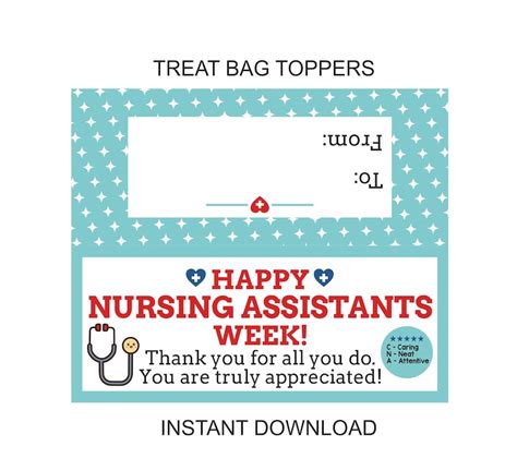 Cna Week Bag Toppers Printable Nursing Assistants Week Treat Etsy