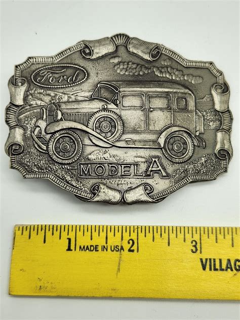 Vintage Model A Ford Sedan Belt Buckle Pewter Lewis B Gem